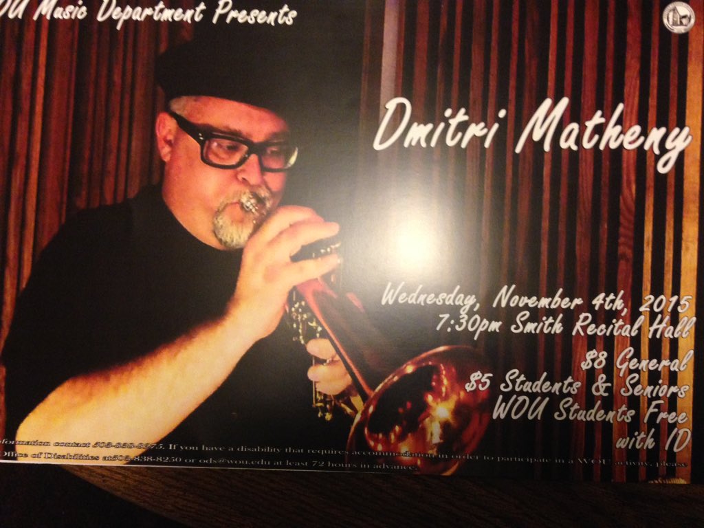 WOUmusic's tweet photo. Dmitri Matheny will be performing in Smith hall tomorrow night at 7:30! https://t.co/xZ4DU0p5DX