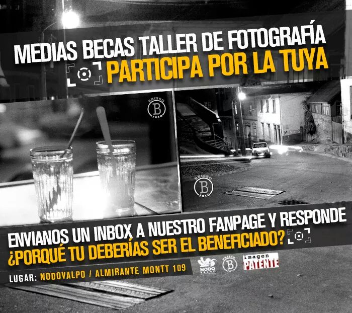 Recuerda participar por tu media beca para nuestro taller de fotografía de este mes de noviembre en <a href="/NodoValpo/">Nodo Valparaíso</a>