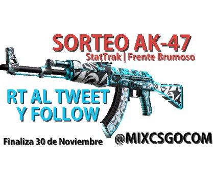 mixcsgocom's tweet photo. Sorteamos esta AK-47 StatTrak | Frente Brumoso de #CSGO. ¿Cómo puede ser tuya? RT al Tweet y Follow @mixcsgocom https://t.co/cQDJBK68oB