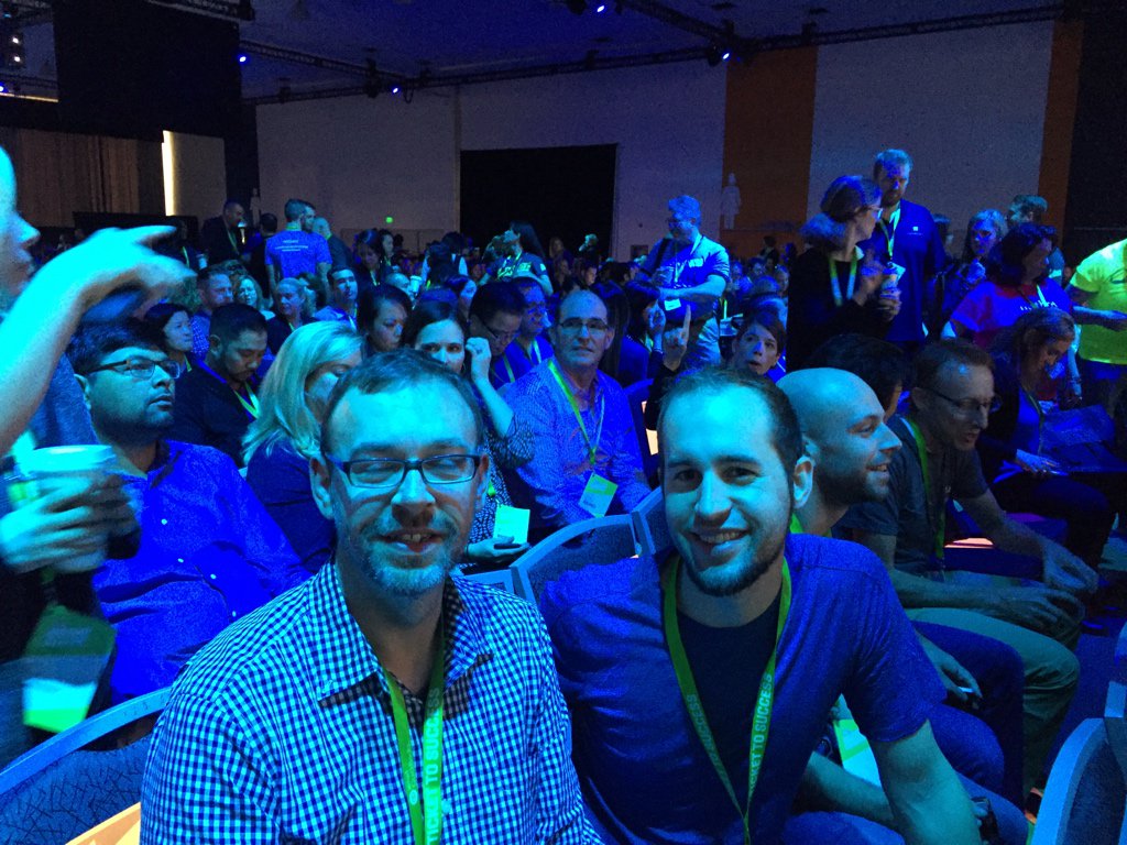 camdez's tweet photo. Team #collbox, 2nd row center, for #QBConnect. ๐ w/ @eluczycki. #QBhack https://t.co/GbIvMspXpX