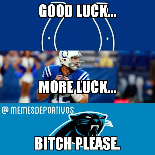 MemesDeportivos's tweet photo. Ni con toda la suerte del mundo... #coltsvspanthers @Colts @Panthers #MNF https://t.co/Dd4D0UPRjQ