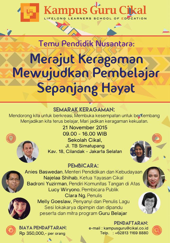 DPerawat's tweet photo. Merajut keragaman
Mewujudkan pembelajar
Sepanjang hayat

Tgl : 21 Nov 2015, Pukul 09.00 s/d 16.00 WIB. https://t.co/OuWN2BY44D
