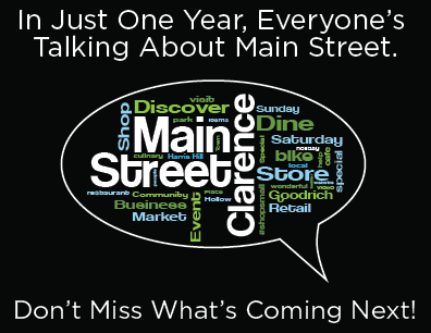DiscoverMain's tweet photo. In one year, we got everyone talking about #MainStreet #Clarence. If you have a Main St business, come meet us 11/5. https://t.co/rdWUtDEz1p