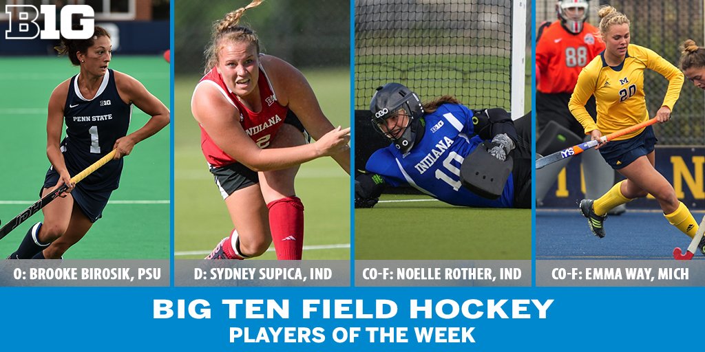 bigten's tweet photo. Indiana, Michigan and Penn State claim weekly field hockey honors:https://t.co/kSgHHzWMX6 https://t.co/uZKaiZ83ft