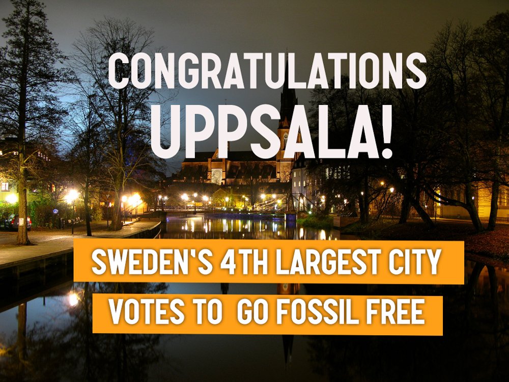 350Europe's tweet photo. Congrats @Uppsalakommun for throwing down the gauntlet to other cities to #DivestforParis https://t.co/iOEYfMzXDj https://t.co/CEIhOCbEVl