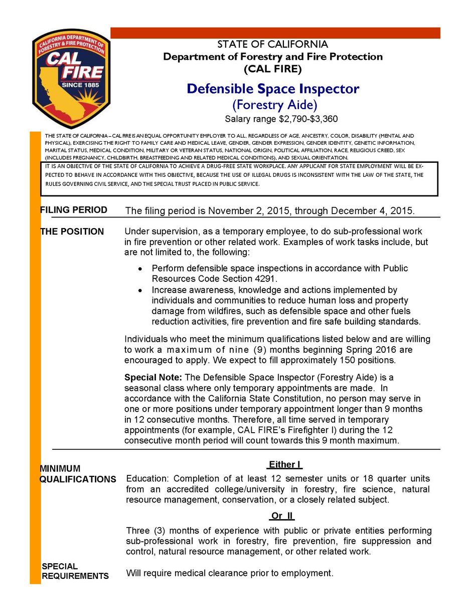 CALFIREBDU's tweet photo. #CALFIRE #Hiring #FirefighterI #defensiblespaceinspector Thinking about joining the fire service family? https://t.co/Ix6FYIvGEY