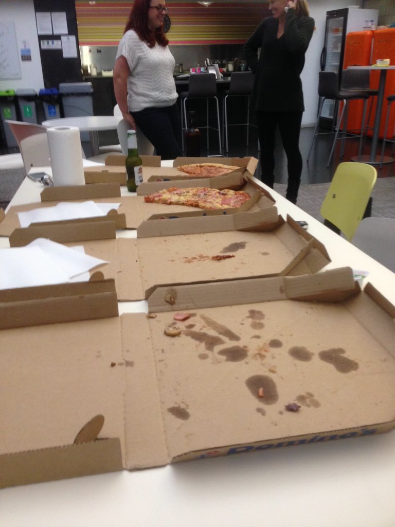 AgileKent's tweet photo. Pizza just about consumed before User Group meeting with @DrJojic https://t.co/t1QmWcT4HG