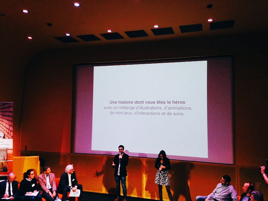 PretotMaud's tweet photo. Pitch de @Waysbooks @Adieorg @BanquePopulaire @FondationELLE @100000e @MoovJee @AG2RLAMONDIALEc @gobelins_paris https://t.co/TfleatngYm