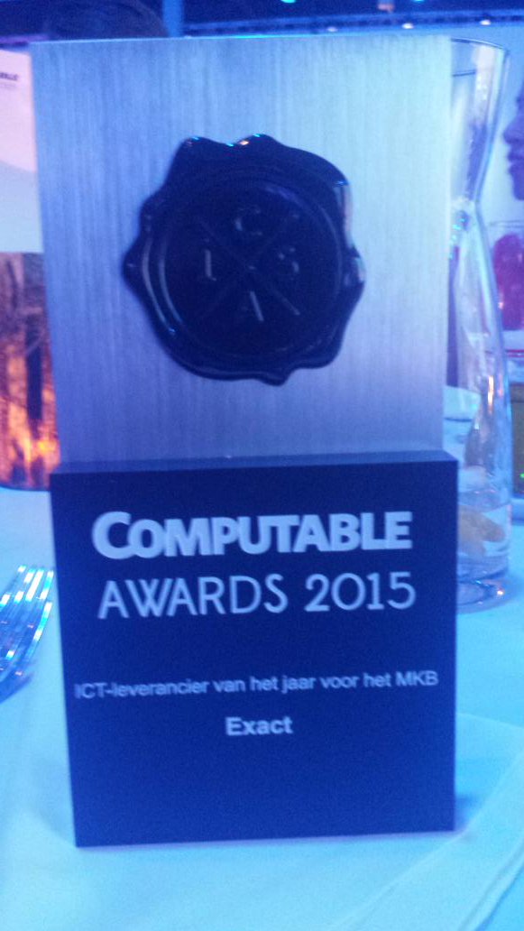 HHarst's tweet photo. Trots! #Exact is de winnaar van @ComputableAward ICT leverancier van het jaar voor het #MKB! https://t.co/IwD0Ed5HJT