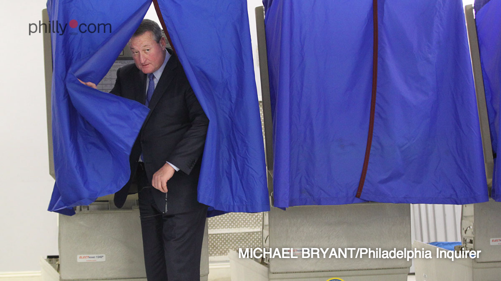 PhillyLens's tweet photo. .@JimFKenney and @melissaformayor vote earlier today. See more from election day: https://t.co/yuml6UtVB8 https://t.co/brpHOVYoeZ