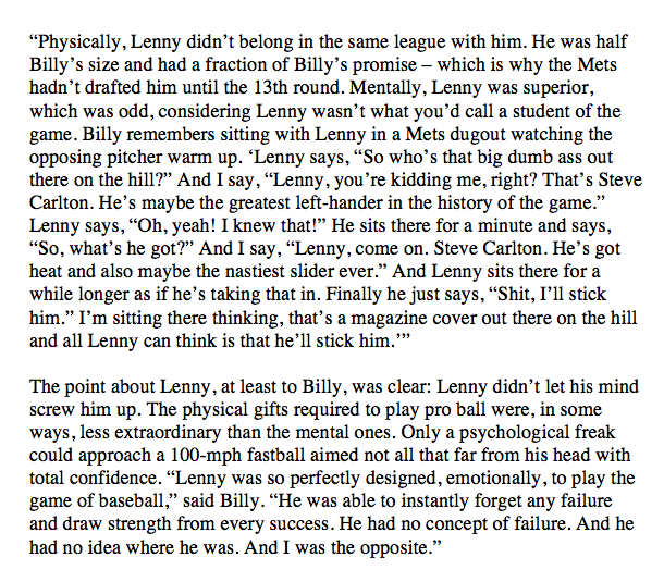 Ian Cassel on Twitter: &quot;Great passage from Moneyball by Billy Beane on why  he failed as a pro baseball player, comparison to Lenny Dykstra  https://t.co/lQqB7zouUA&quot;