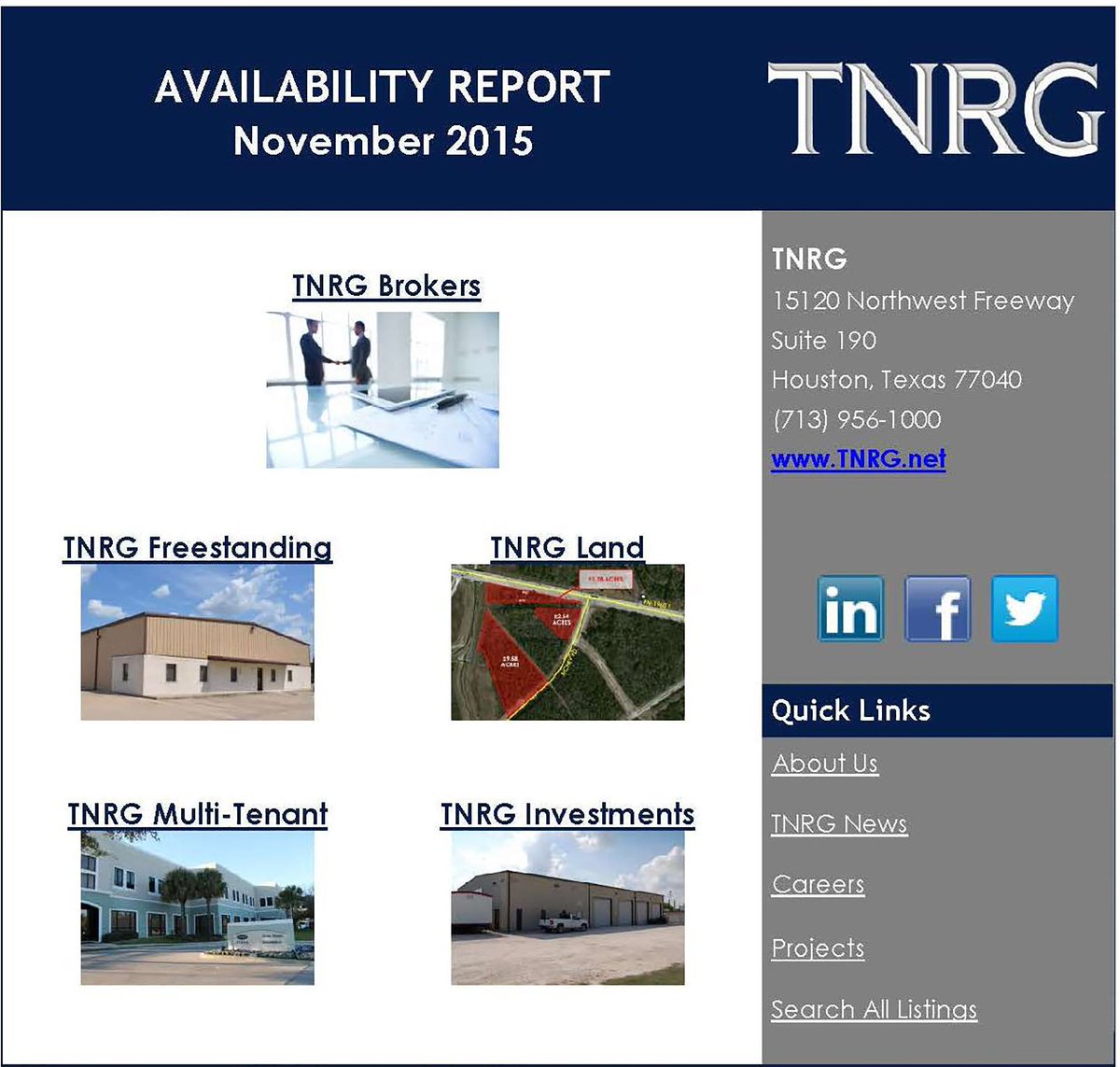 TNRG's tweet photo. Our November 2015 Availability Report is Ready... Check it out! 
https://t.co/dOEkkOrwhx https://t.co/suLuDfpVOm