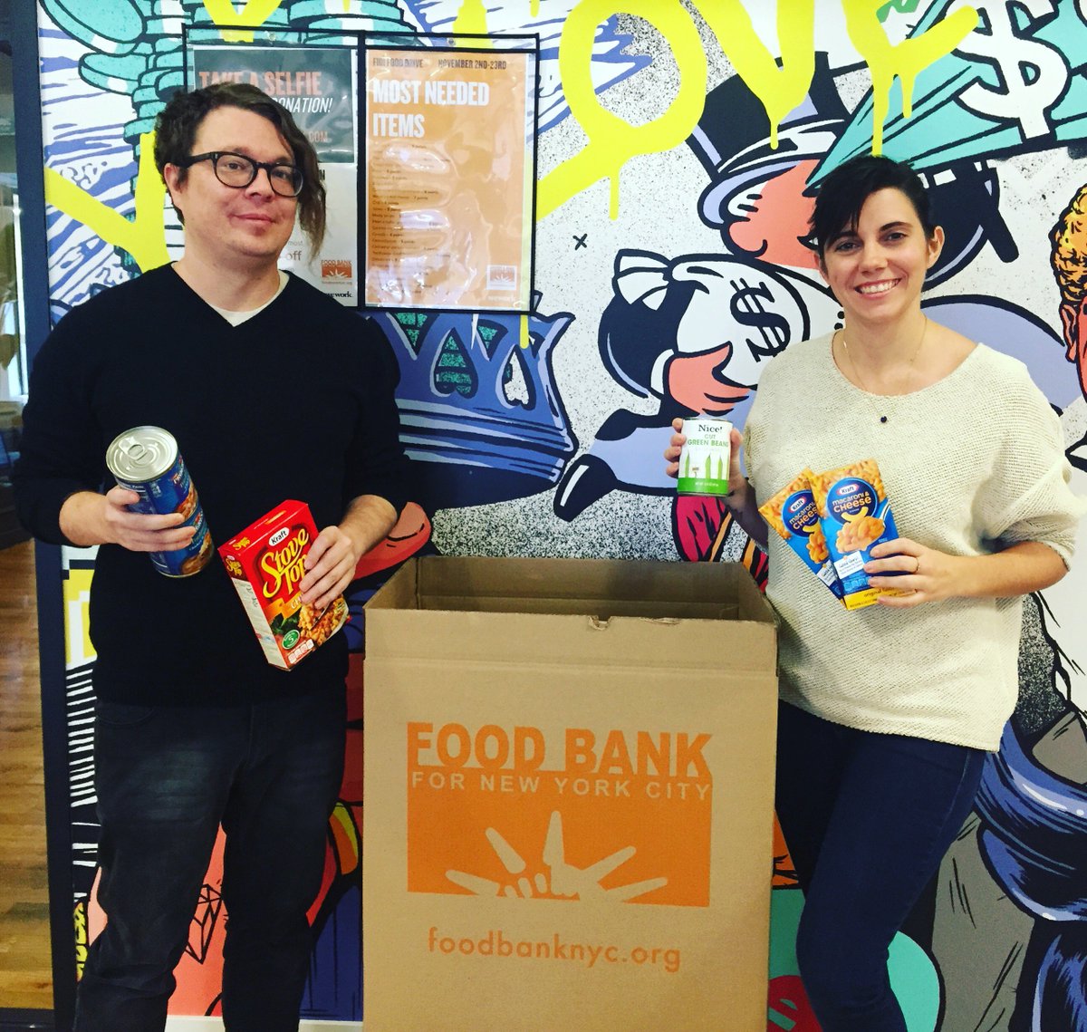 PaxCult's tweet photo. 🍂We've got a big box in our office ready to be stuffed before Thanksgiving for @FoodBank4NYC  🌽🍗 #charity #nyc https://t.co/rvzgqvoUXU
