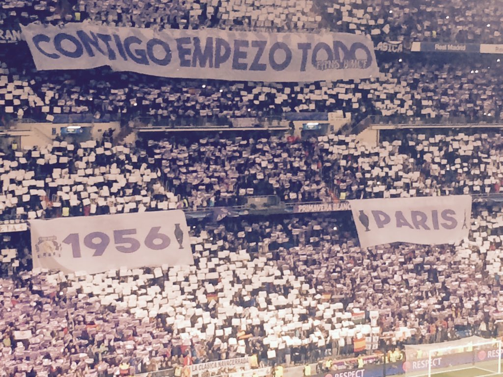 fredhermel's tweet photo. Tout a commencé avec toi. Hommage du Real à Paris. 1ère finale de coupe d'Europe. Le Real c'est la classe!!! https://t.co/t1UZ18TogL