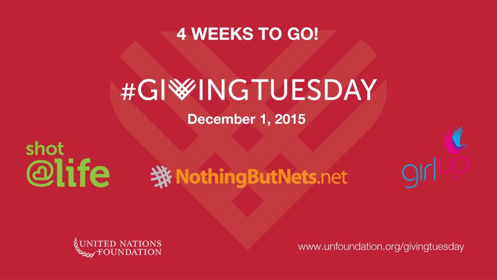 unfoundation's tweet photo. #GivingTuesday is 4 short weeks away! We're participating, are you? Learn more → https://t.co/fbaNExPNRA https://t.co/udok7KfZh9