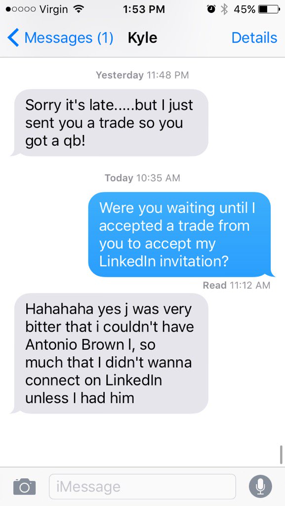ldizhetland's tweet photo. An actual conversation with @kyle_v10 ... #concededmuch #professionalism https://t.co/qhQFbi1oue