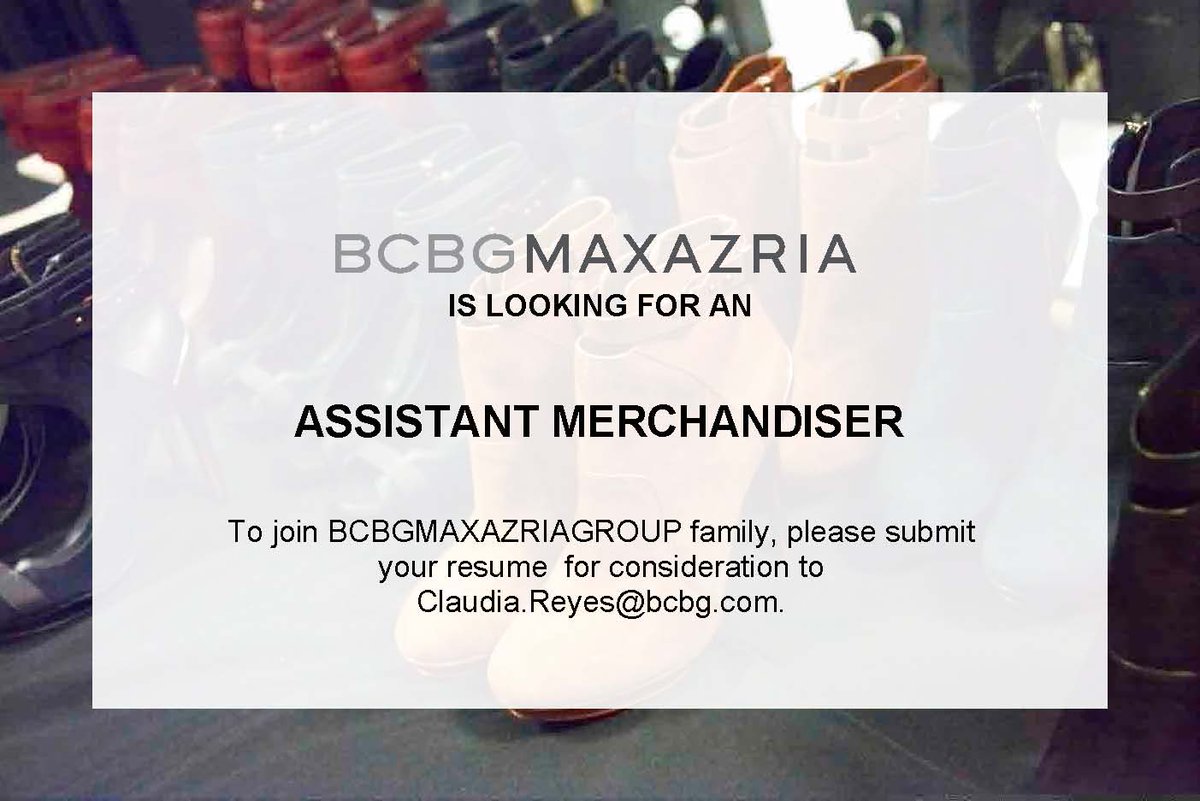 BCBGCareers's tweet photo. We are currently seeking an #AssistantMerchandiser to join the @BCBGMAXAZRIA family! #BCBGCareers #LACareers https://t.co/cU5OTJF6WT