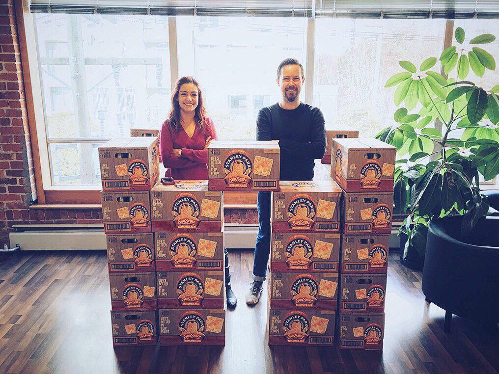 slingshotvan's tweet photo. #BeerCastle Just another Tuesday at the office. Thanks @StanleyParkBrew! #Vancouver https://t.co/0pqdTlaolU