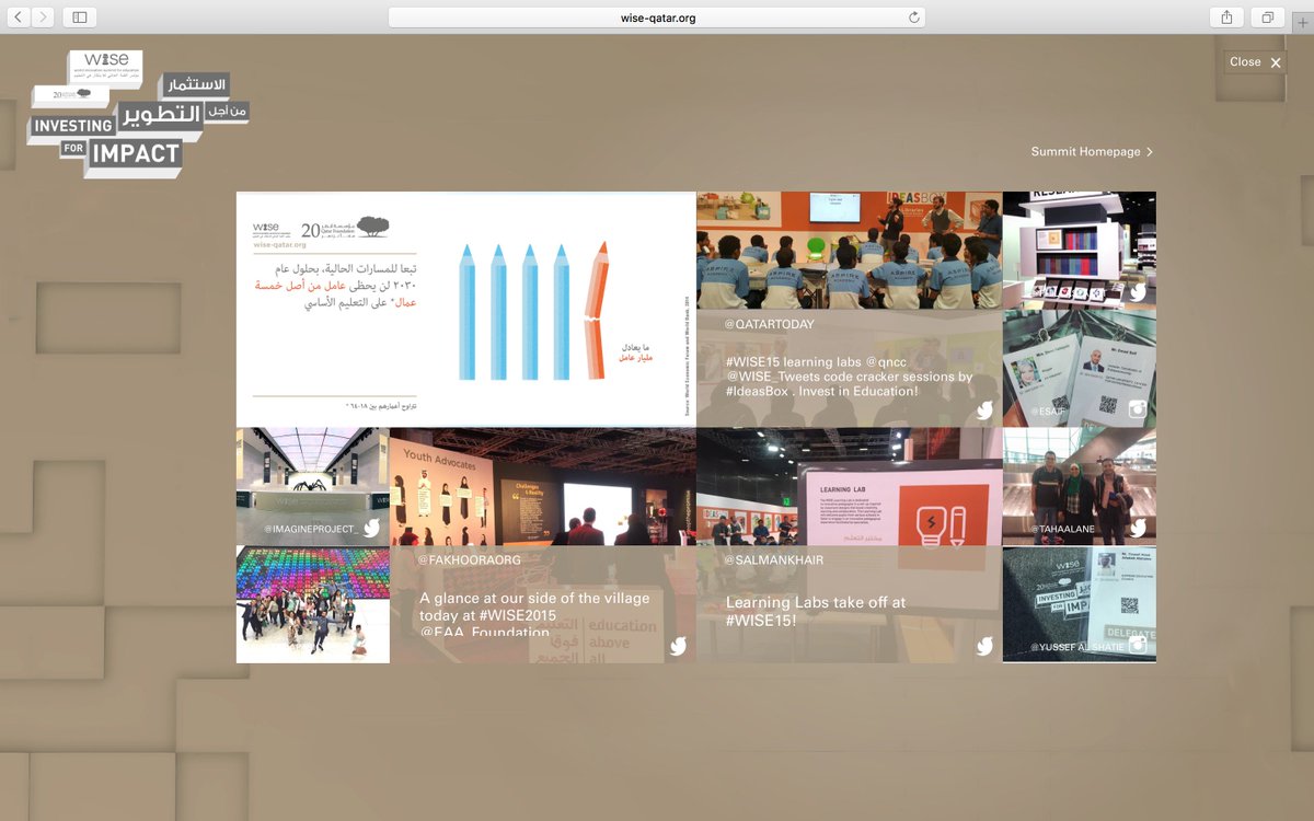WISE_Tweets's tweet photo. #WISE15 Social Wall will feature images &amp; comments from delegates - follow live https://t.co/6REUHkqeQX #education https://t.co/hamyxTnhAB