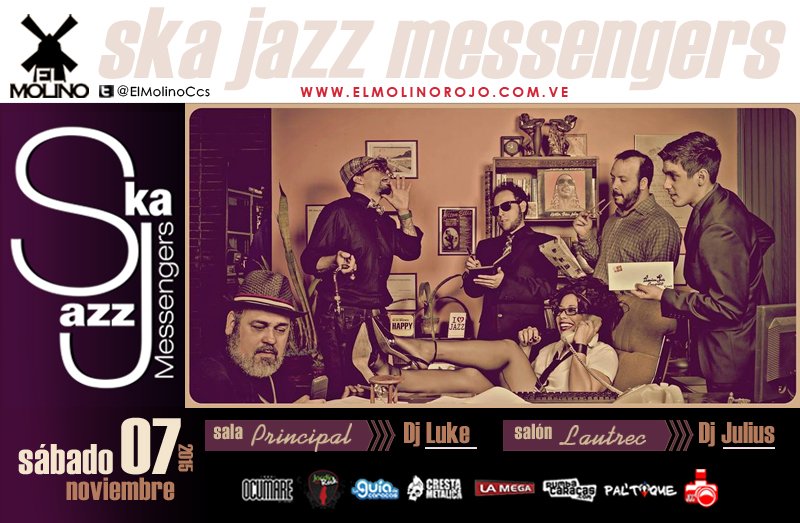 ElMolinoCcs's tweet photo. Este #sab07 tendremos a Ska Jazz Messengers @skajazzm, con una de las mejores voces femeninas del país en la casa » https://t.co/RMlkif8WCu