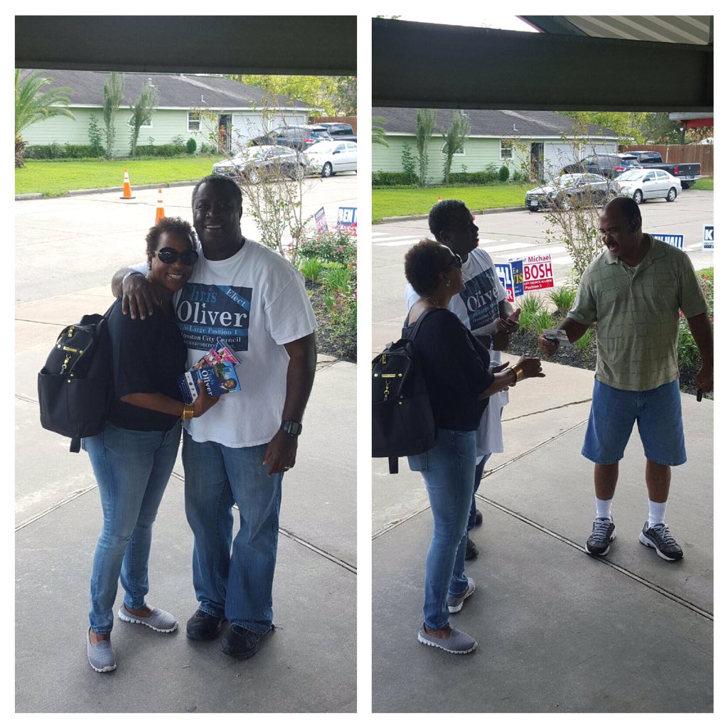 chrisoliver2015's tweet photo. Out at the polls with my lovely wife! Make sure you all get out &amp; vote! #houvote https://t.co/yQ7q1dZpvE