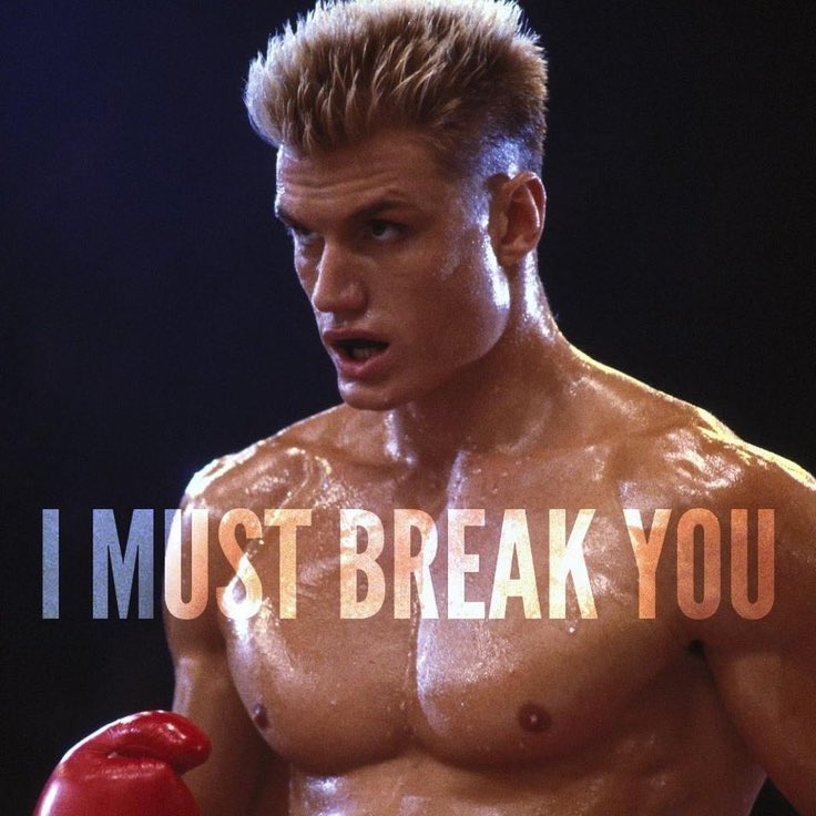 Happy Birthday Dolph Lundgren aka Ivan Drago from Rocky 4...
\"He\s not a machine, he\s a man\" 
\"I must break you\" 