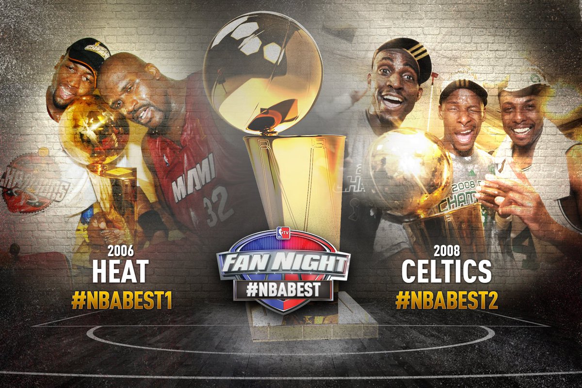 NBATV's tweet photo. Still time to vote for the first matchup!
#NBABest1 for 2006 @MiamiHEAT 
#NBABest2 for 2008 @celtics https://t.co/SADpmZ4x2a