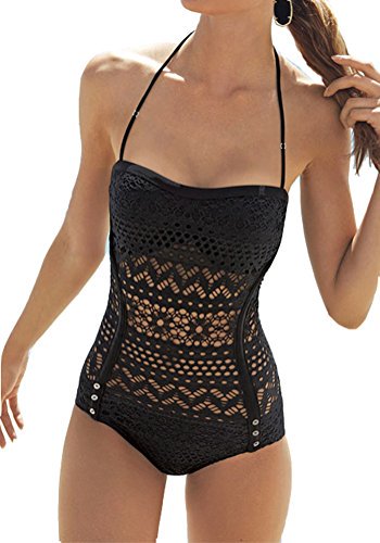 BestBikiniGirls's tweet photo. LookbookStore Women's Black Crochet Lace Trim Halter/Strappy Adjustable Swimsuit US four -  https://t.co/PyAVG90nLn https://t.co/4pHLtYbCdL