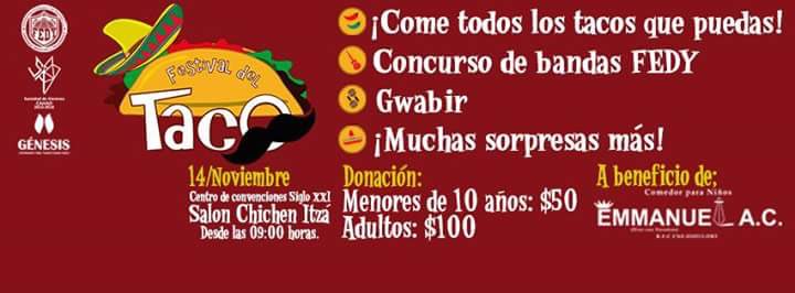 FEDYUADY's tweet photo. Compartimos la convocatoria del #ConcursodeBandas en el marco del #FestivaldelTaco ¡Participa! #SomosUADY #SomosFEDY https://t.co/kKLfobgert