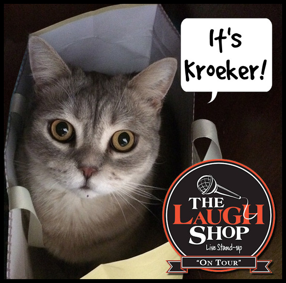 LaughShopOnTour's tweet photo. Cat's out of the bag now! #LaughShop Welcomes @KroekerFM to the #yxe lineup for this Fri as our newest guest emcee! https://t.co/CDSFlOnug0