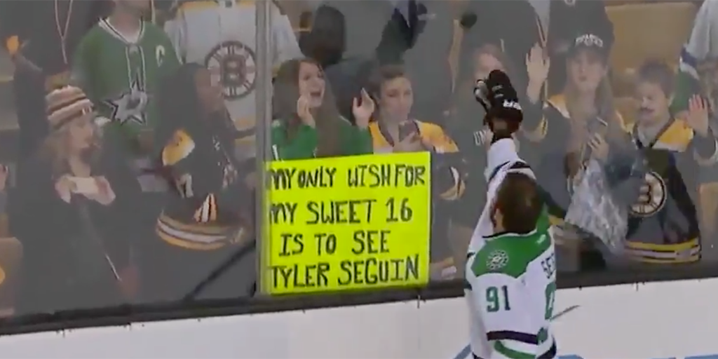 Tyler Seguin VIDEO Tyler Seguin brings young birthday girl to tears(02)