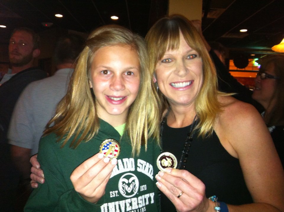 JennySparksRH's tweet photo. #TSDBOE candidate Denise Montagu celebrates early returns with her daughter. #votelarimer @reporterherald https://t.co/J7zuE08iWL