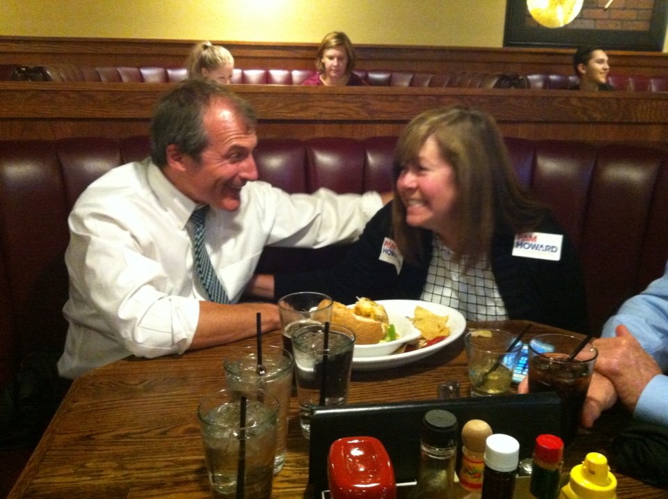 JennySparksRH's tweet photo. TSDBOE candidate Pam Howard celebrates early returns with her husband. #Votelarimer @reporterherald https://t.co/RumqrhOLaX
