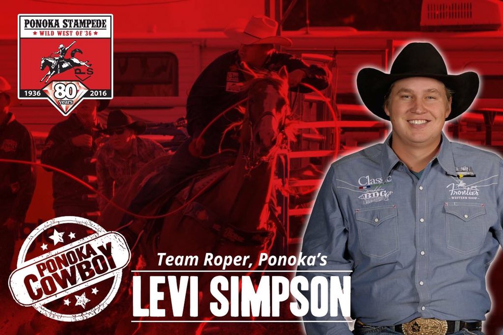 Ponoka's Levi Simpson is interviewed by <a href="/missponokastmpd/">Miss Ponoka Stampede</a> facebook.com/PonokaStampede… #PonokaProud #CFR42