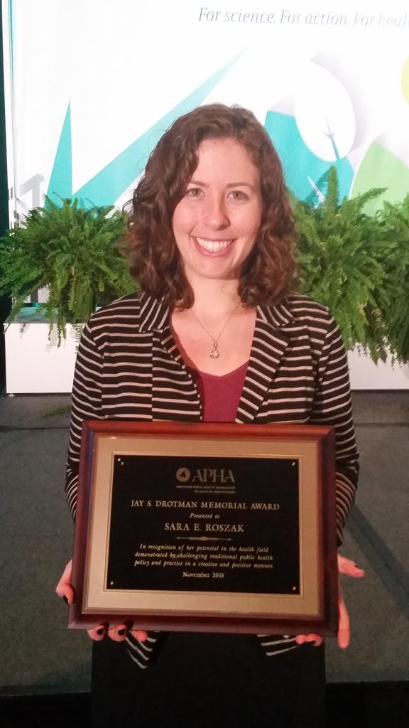 PHAmRadio's tweet photo. Congrats to Drotman Award winner and ham radio operator @SaraRubin on your prestigious #APHA15 award!! https://t.co/teohYcYNLQ