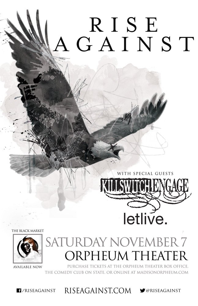 MajesticMadison's tweet photo. HEY! @riseagainst @kseofficial @letlive are at @MadOrpheum Saturday which means GET EXCITED➣ https://t.co/T6Glz0E56s https://t.co/JvpaQGpko2