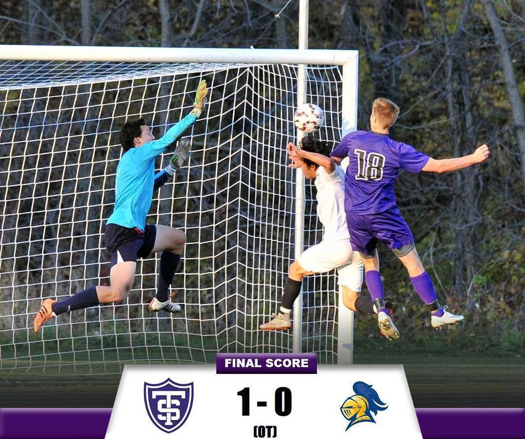 TommieAthletics's tweet photo. TOMMIES WIN!! Men's soccer advances to the MIAC Semifinals on Pierce Erickson's game-winner #gotommies (Tumi Akin-D… https://t.co/42xuSBqrsn