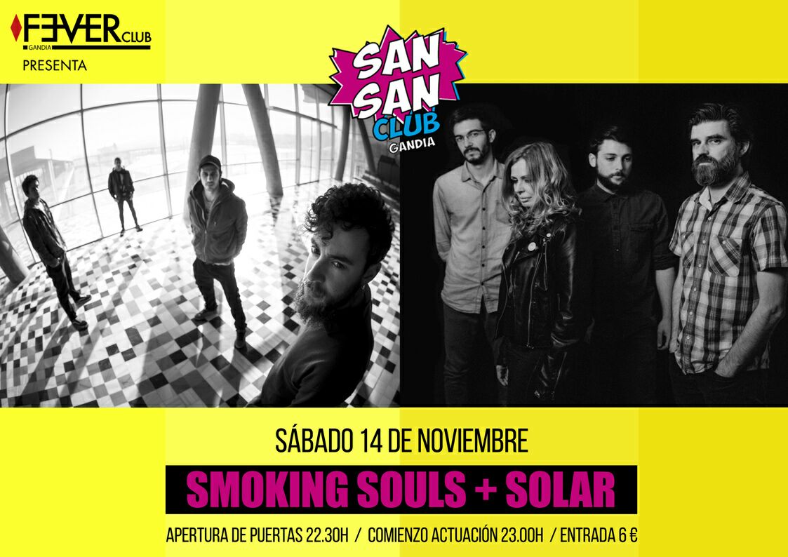 JobaEventos's tweet photo. Atención: @Solar_banda y @Smoking_Souls el próximo 14 de noviembre en @SanSanClubGnd #JobaProducciones #Gandia https://t.co/P5IVBTJq1m