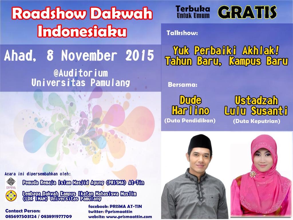 Roadshow Indonesiaku Ahad 8 Nov'15 jam 8-12 diAuditorium Univ Pamulang <a href="/lulususanti/">lulu susanti</a>