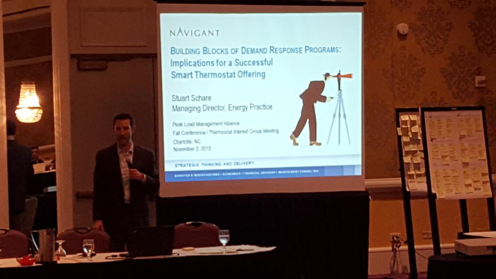 BFeldmanEnergy's tweet image. @NavigantEnergy Stuart Schare presenting on smart thermostats @PLMADR #16thFall conference in Charlotte