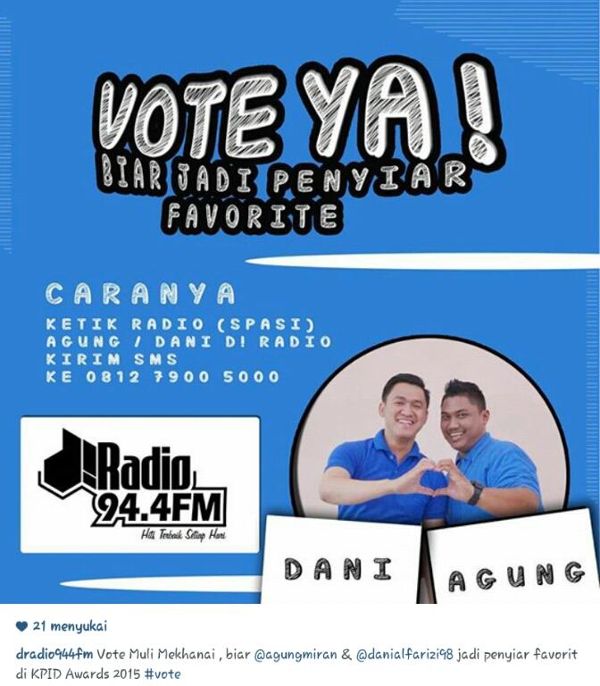 nonatamy's tweet photo. Let's vote yak buat @agungmiran.Carany gmpang bgt, ketik: Radio Agung D!Radio , kirim kr 08127900500.1x sms aja kok😘 https://t.co/7vlo3Krr1E