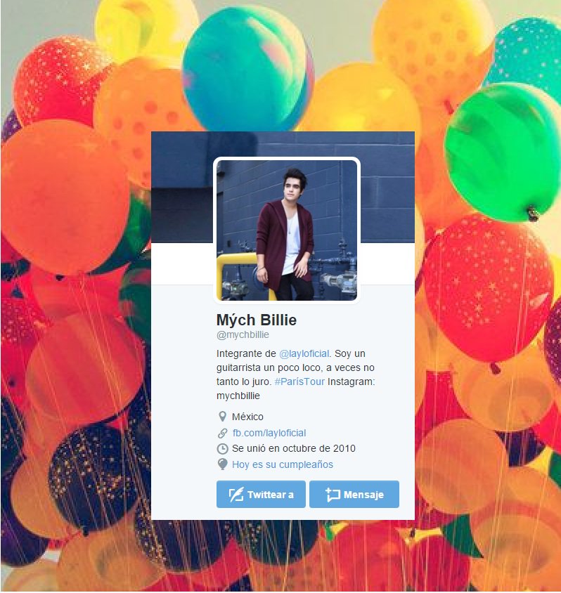 LasNoviasDeLayl's tweet photo. Quien ya felicito a @mychbillie 🎈🎁💞
#FelizCumpleanosMych https://t.co/mtmG2KatrP
