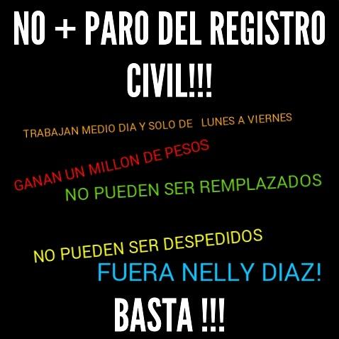 simplementecl's tweet image. #NoAlParoDelRegistroCivil
#FueraNellyDiaz
#UsuariosIndignados
#BastaDeAbusos
COMPARTIR SI ESTA EN CONTRA DEL PARO