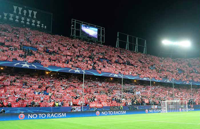 SevillacfGS's tweet photo. Ayer caímos derrotados en el RSP:

Sevilla 1 - 3 ManCity
 https://t.co/rt3pLjPmBU