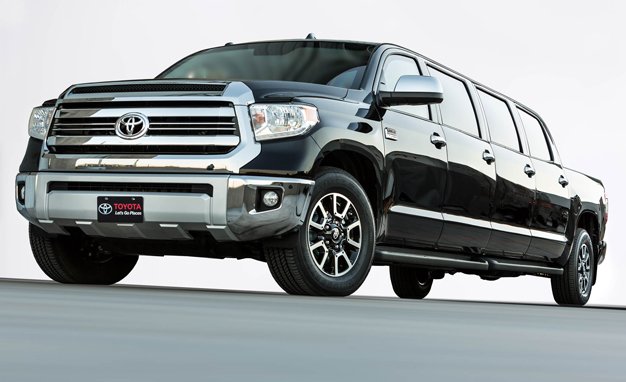 CARandDRIVER's tweet photo. The Toyota “Tundrasine” Limo Pickup Is 26 Feet Long, Has 8 Doors https://t.co/g6FVlq8LGt https://t.co/ihrt3kEknA