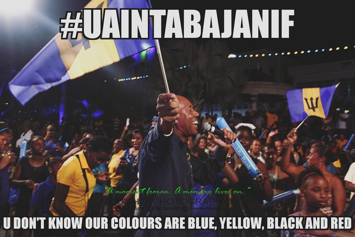 LeShond's tweet photo. #uaintabajanif you don't know the national colours are blue, yellow, black... and Red. #irep246 #Barbados https://t.co/aDeW8uKWwV