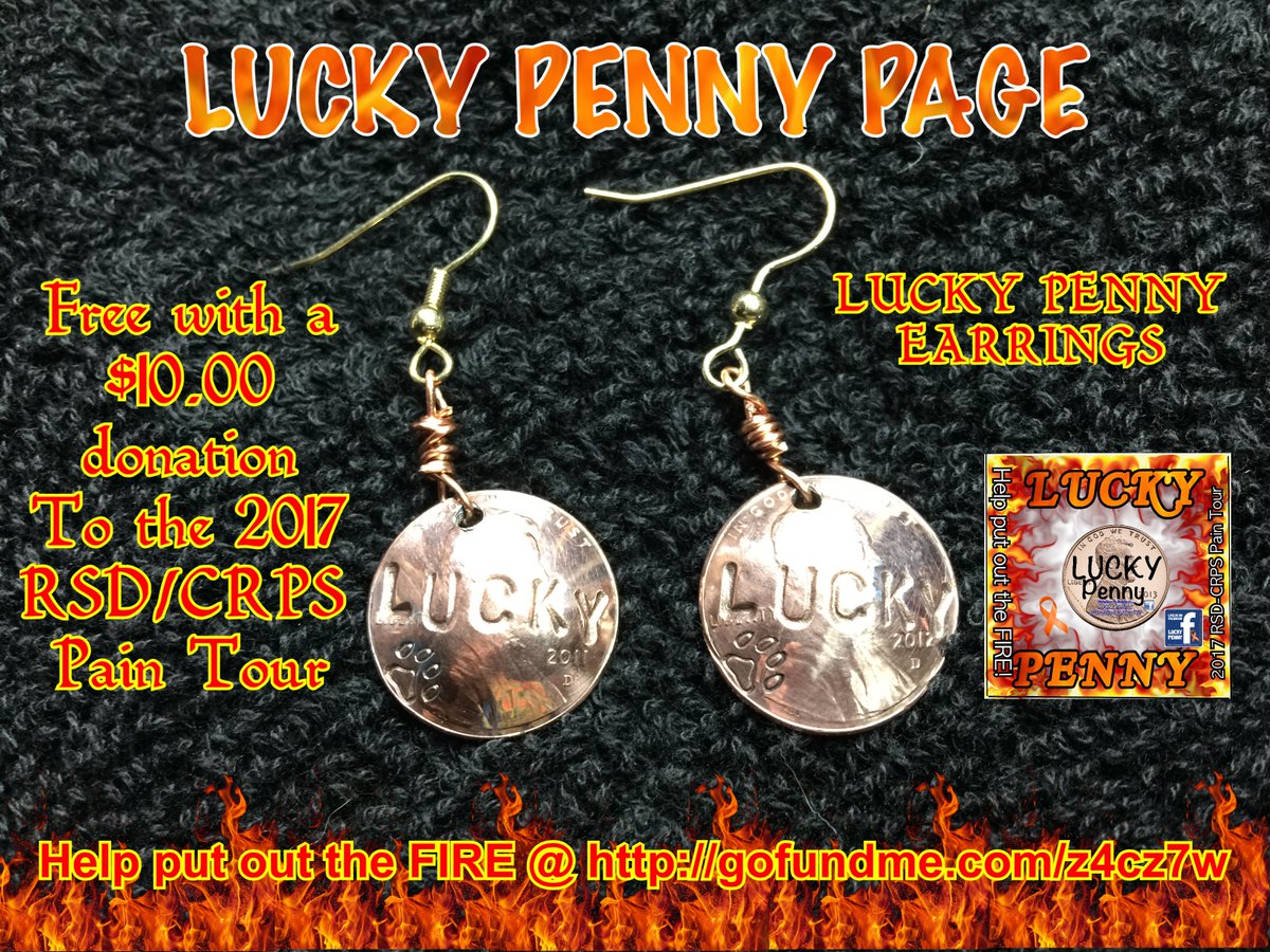 LuckyPenny_CRPS's tweet photo. #FREE with a donation to the #2017PainTour #rsdcrps #SaveChrisP60 #PainWorks Love the Lucky Penny Earing Look? PM us https://t.co/37ib3qdTAB