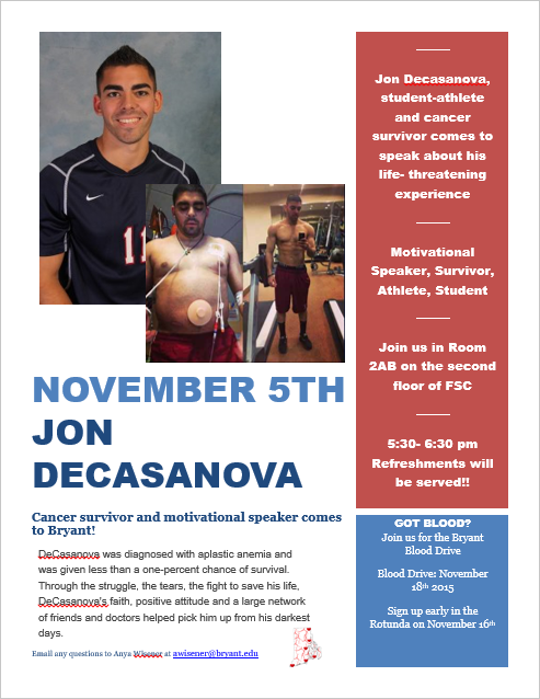 Hey Bryant! We are happy to be here, please join us for our first event on Thursday! @BryantOCE #bryantOCE #gotblood