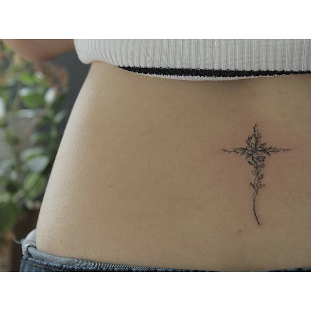 Cross Tattoo On Stomach
