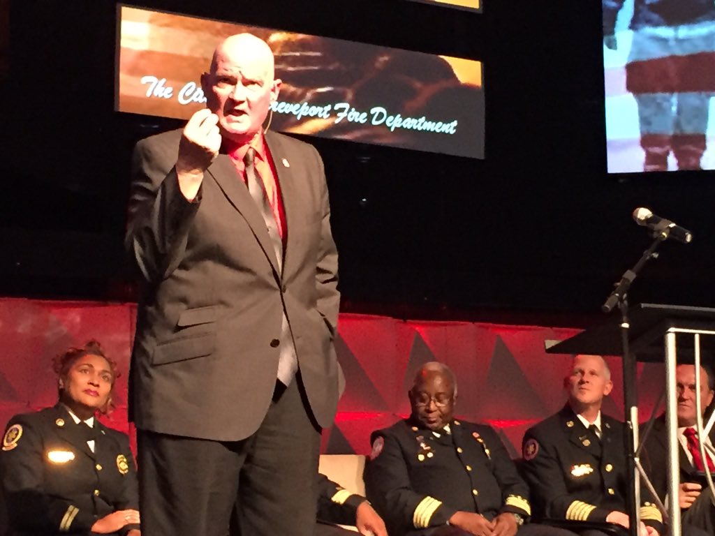 Retired <a href="/shreveportfire/">Shreveport Fire Dept</a> Chief of Safety Sandy Davis was the keynote speaker of tonight's graduation.